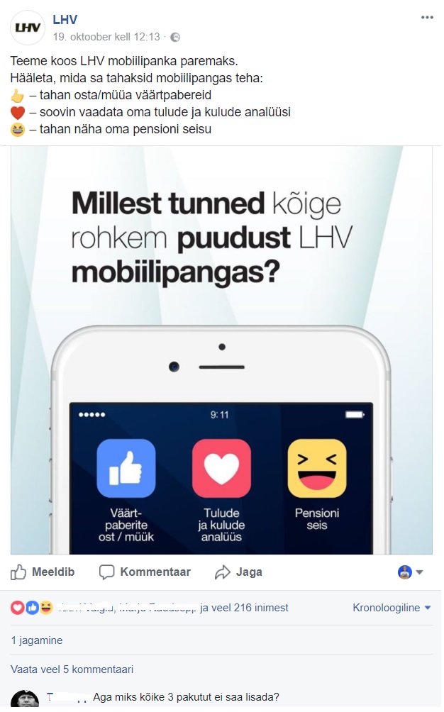 Facebooki turundus_LHV